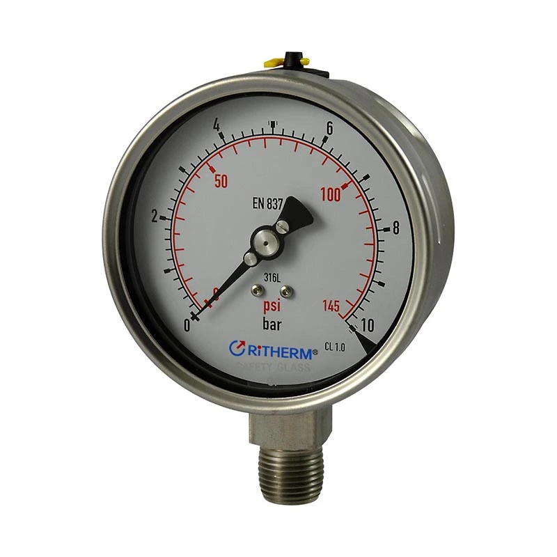 Manómetro totalmente de acero inoxidable soldado con láser